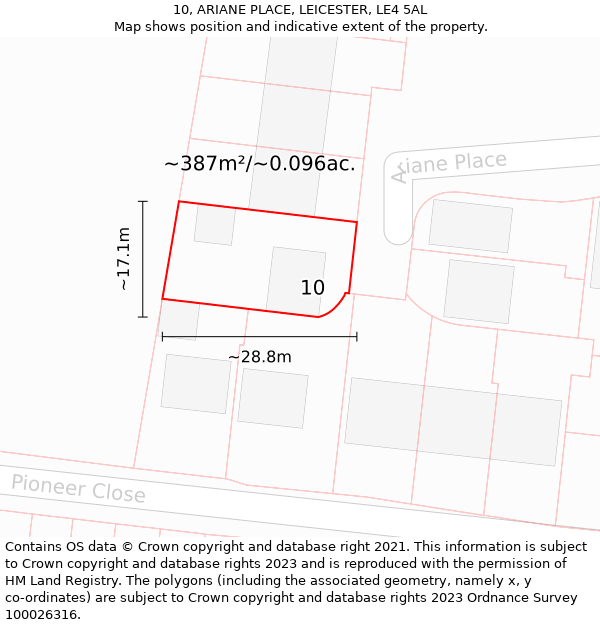 10, ARIANE PLACE, LEICESTER, LE4 5AL: Plot and title map