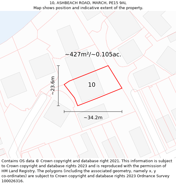 10, ASHBEACH ROAD, MARCH, PE15 9AL: Plot and title map