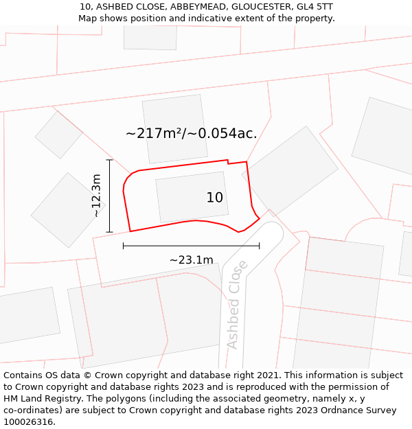 10, ASHBED CLOSE, ABBEYMEAD, GLOUCESTER, GL4 5TT: Plot and title map