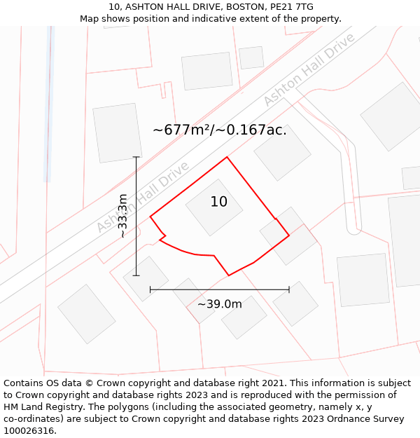 10, ASHTON HALL DRIVE, BOSTON, PE21 7TG: Plot and title map