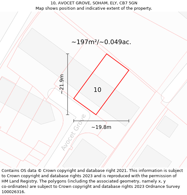 10, AVOCET GROVE, SOHAM, ELY, CB7 5GN: Plot and title map