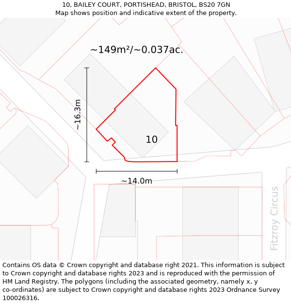 10, BAILEY COURT, PORTISHEAD, BRISTOL, BS20 7GN: Plot and title map
