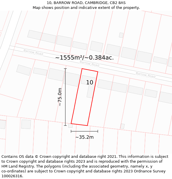 10, BARROW ROAD, CAMBRIDGE, CB2 8AS: Plot and title map