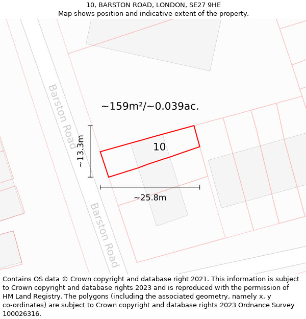 10, BARSTON ROAD, LONDON, SE27 9HE: Plot and title map