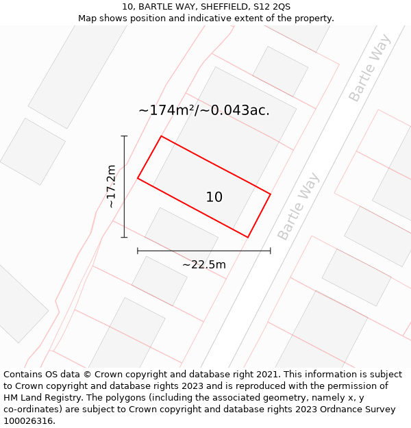 10, BARTLE WAY, SHEFFIELD, S12 2QS: Plot and title map