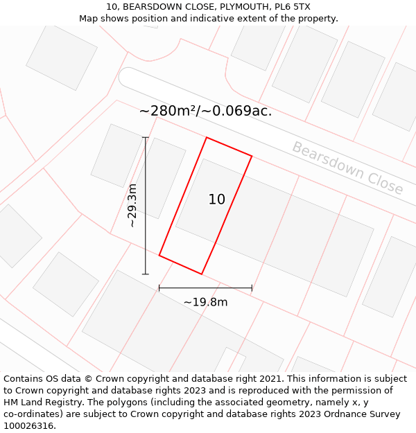 10, BEARSDOWN CLOSE, PLYMOUTH, PL6 5TX: Plot and title map