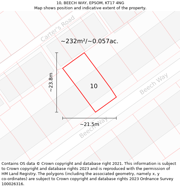 10, BEECH WAY, EPSOM, KT17 4NG: Plot and title map