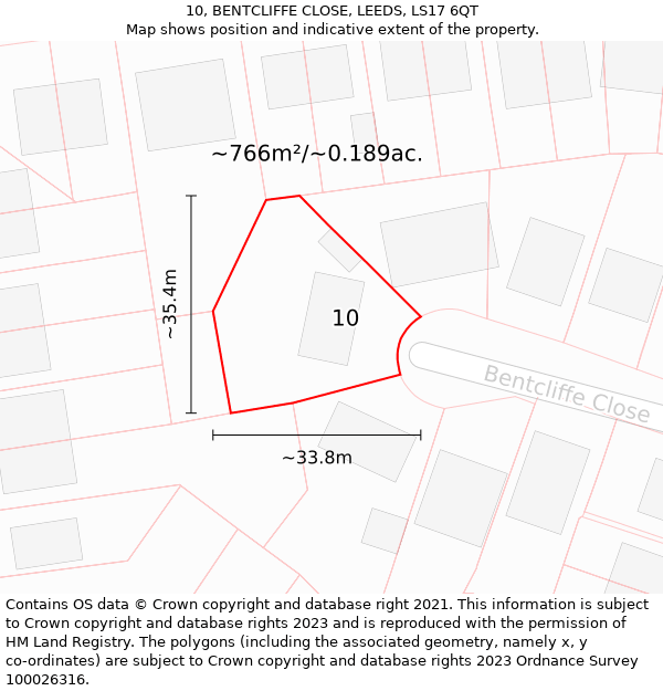 10, BENTCLIFFE CLOSE, LEEDS, LS17 6QT: Plot and title map