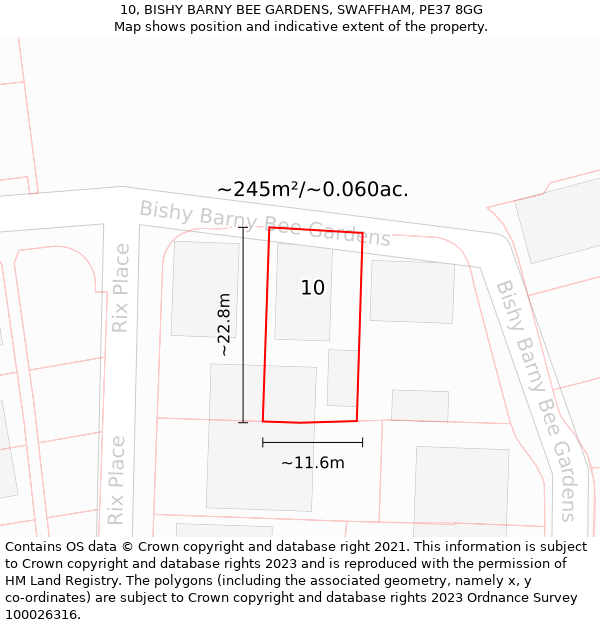 10, BISHY BARNY BEE GARDENS, SWAFFHAM, PE37 8GG: Plot and title map