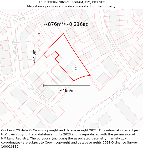 10, BITTERN GROVE, SOHAM, ELY, CB7 5FR: Plot and title map