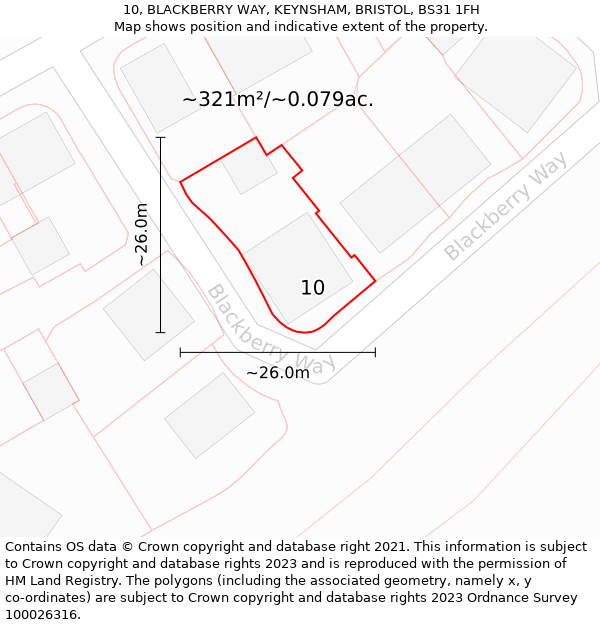 10, BLACKBERRY WAY, KEYNSHAM, BRISTOL, BS31 1FH: Plot and title map