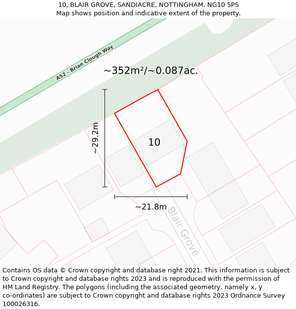 10, BLAIR GROVE, SANDIACRE, NOTTINGHAM, NG10 5PS: Plot and title map