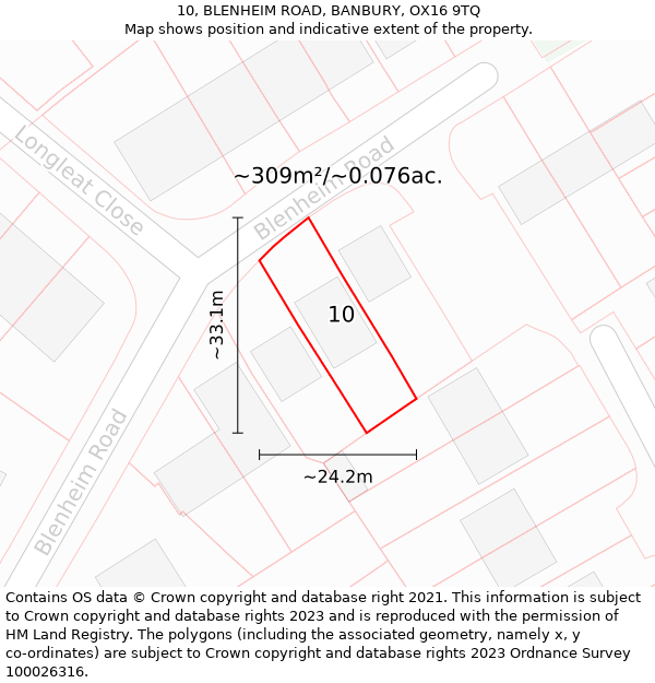 10, BLENHEIM ROAD, BANBURY, OX16 9TQ: Plot and title map