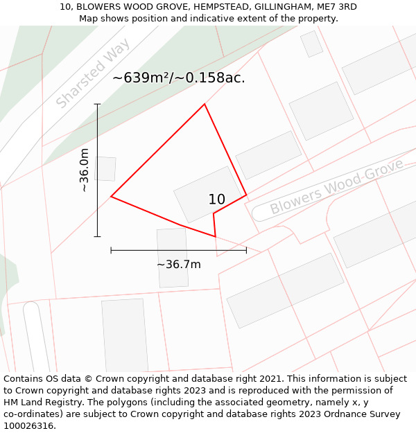 10, BLOWERS WOOD GROVE, HEMPSTEAD, GILLINGHAM, ME7 3RD: Plot and title map