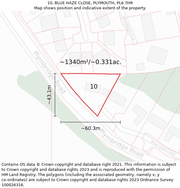 10, BLUE HAZE CLOSE, PLYMOUTH, PL6 7HR: Plot and title map