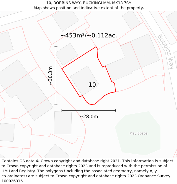 10, BOBBINS WAY, BUCKINGHAM, MK18 7SA: Plot and title map