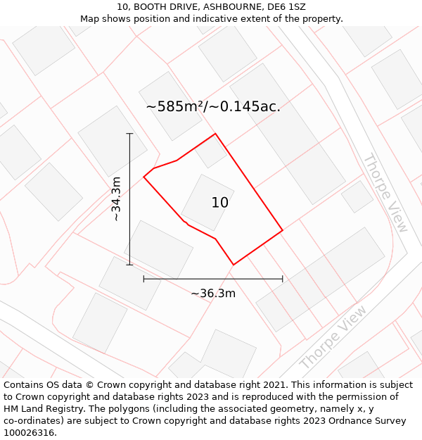 10, BOOTH DRIVE, ASHBOURNE, DE6 1SZ: Plot and title map