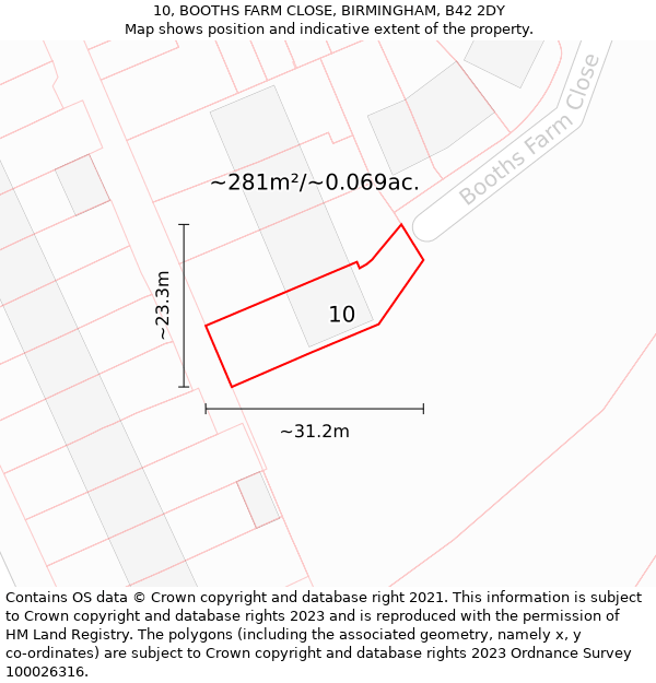 10, BOOTHS FARM CLOSE, BIRMINGHAM, B42 2DY: Plot and title map