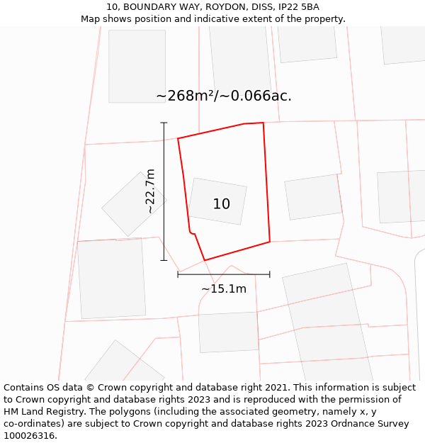 10, BOUNDARY WAY, ROYDON, DISS, IP22 5BA: Plot and title map