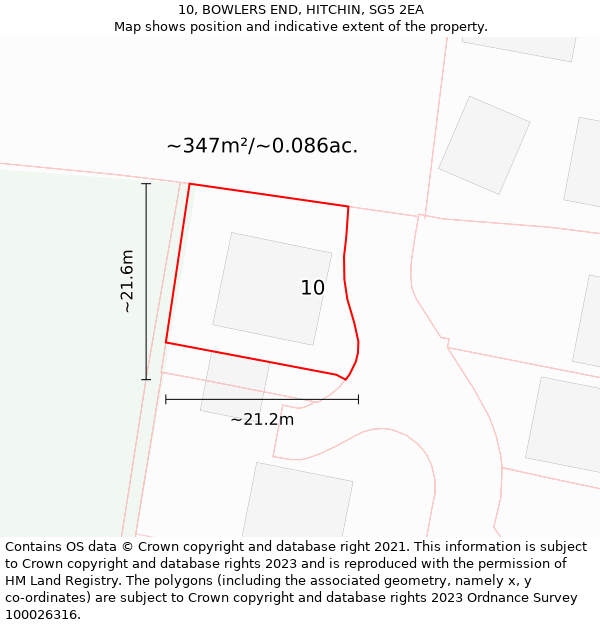 10, BOWLERS END, HITCHIN, SG5 2EA: Plot and title map