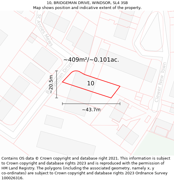 10, BRIDGEMAN DRIVE, WINDSOR, SL4 3SB: Plot and title map