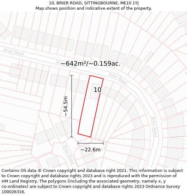 10, BRIER ROAD, SITTINGBOURNE, ME10 1YJ: Plot and title map