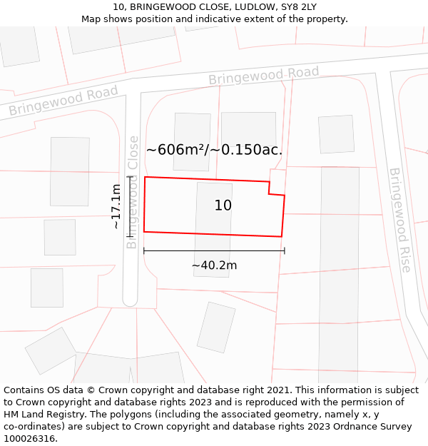 10, BRINGEWOOD CLOSE, LUDLOW, SY8 2LY: Plot and title map