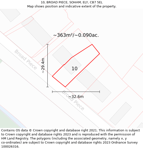 10, BROAD PIECE, SOHAM, ELY, CB7 5EL: Plot and title map