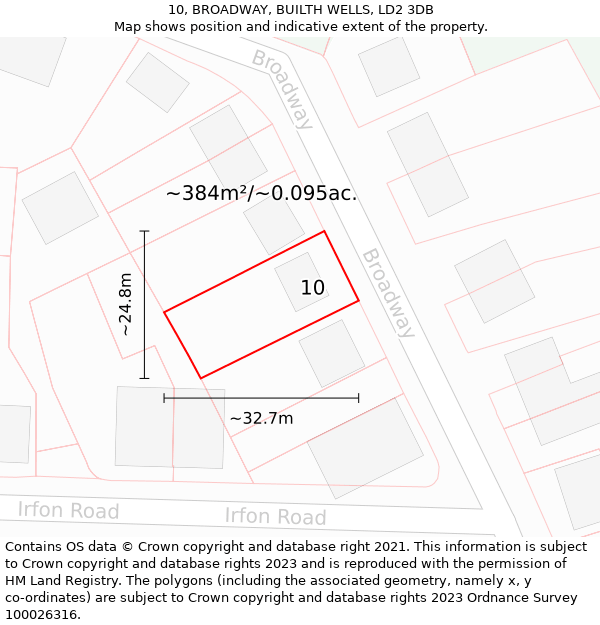 10, BROADWAY, BUILTH WELLS, LD2 3DB: Plot and title map