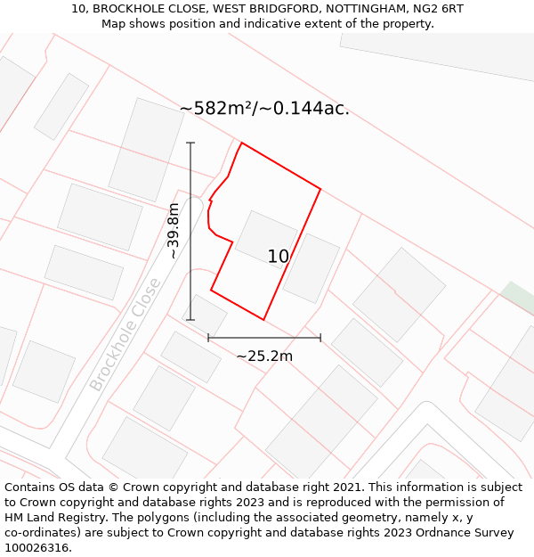 10, BROCKHOLE CLOSE, WEST BRIDGFORD, NOTTINGHAM, NG2 6RT: Plot and title map