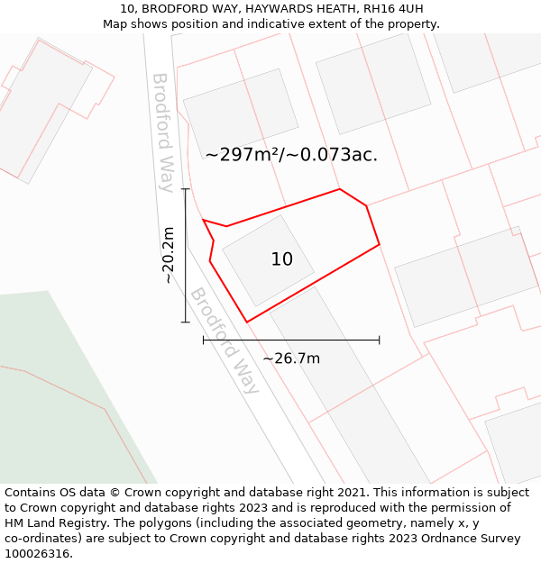 10, BRODFORD WAY, HAYWARDS HEATH, RH16 4UH: Plot and title map