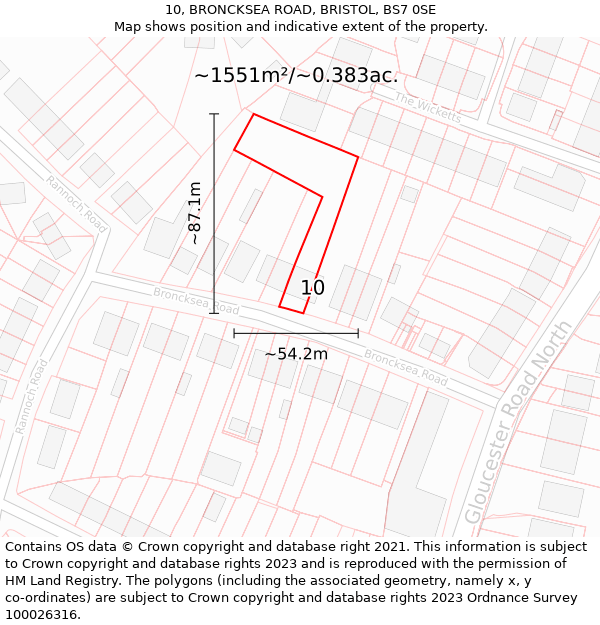 10, BRONCKSEA ROAD, BRISTOL, BS7 0SE: Plot and title map