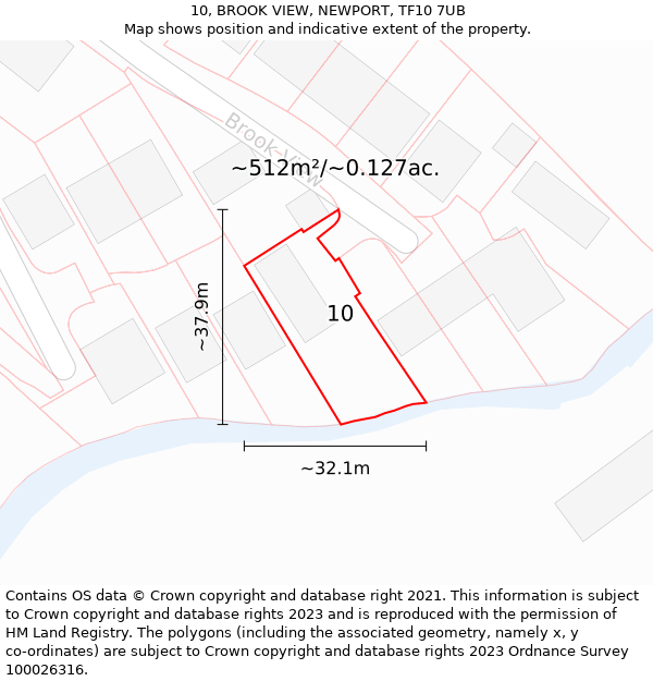 10, BROOK VIEW, NEWPORT, TF10 7UB: Plot and title map