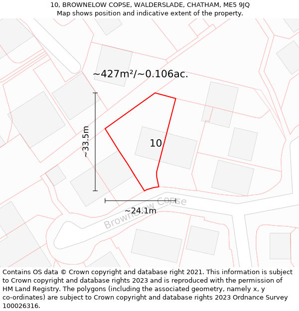 10, BROWNELOW COPSE, WALDERSLADE, CHATHAM, ME5 9JQ: Plot and title map