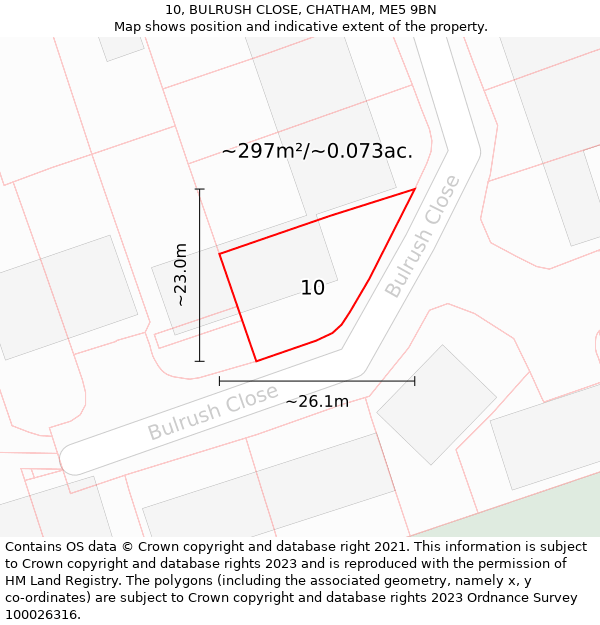 10, BULRUSH CLOSE, CHATHAM, ME5 9BN: Plot and title map