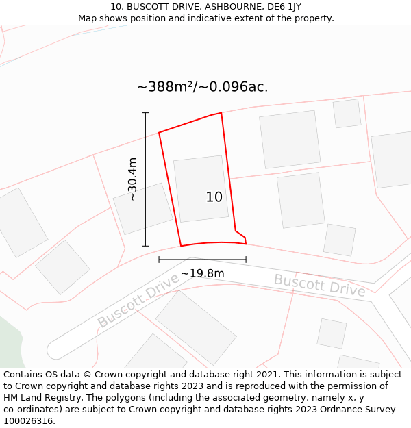 10, BUSCOTT DRIVE, ASHBOURNE, DE6 1JY: Plot and title map