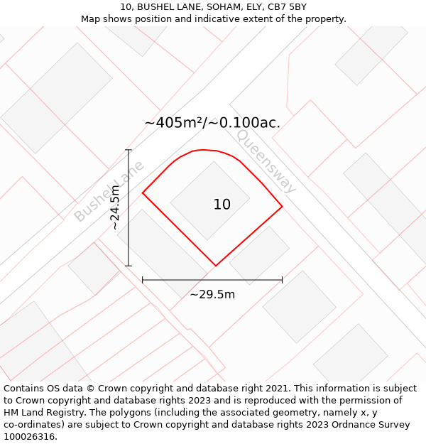 10, BUSHEL LANE, SOHAM, ELY, CB7 5BY: Plot and title map