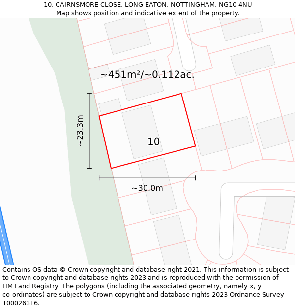 10, CAIRNSMORE CLOSE, LONG EATON, NOTTINGHAM, NG10 4NU: Plot and title map