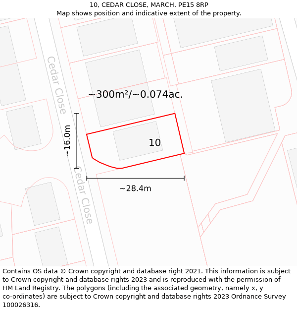 10, CEDAR CLOSE, MARCH, PE15 8RP: Plot and title map