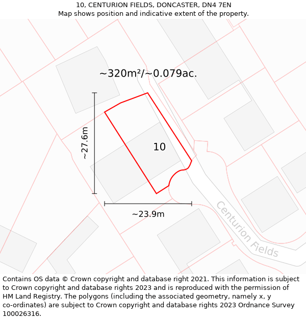 10, CENTURION FIELDS, DONCASTER, DN4 7EN: Plot and title map