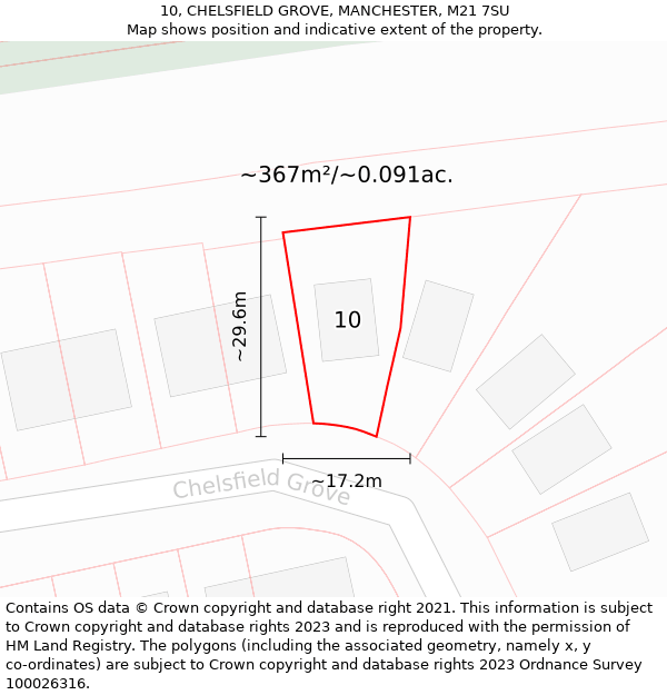 10, CHELSFIELD GROVE, MANCHESTER, M21 7SU: Plot and title map