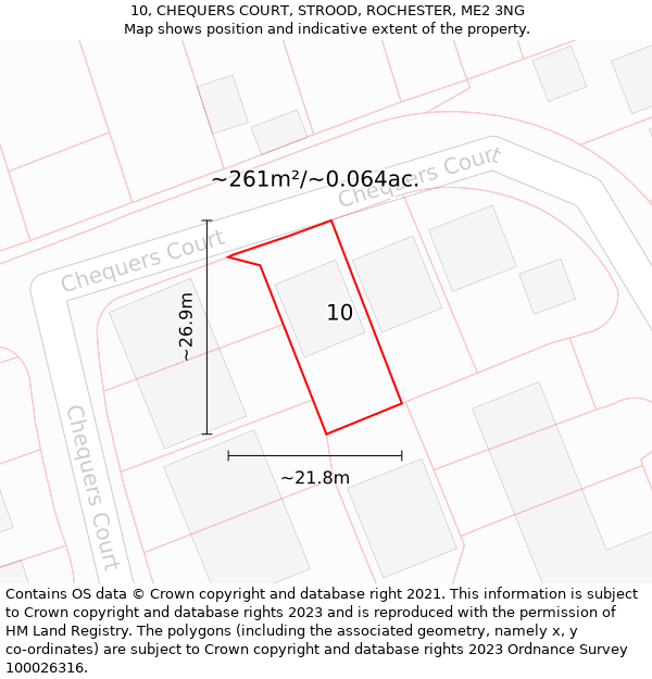10, CHEQUERS COURT, STROOD, ROCHESTER, ME2 3NG: Plot and title map