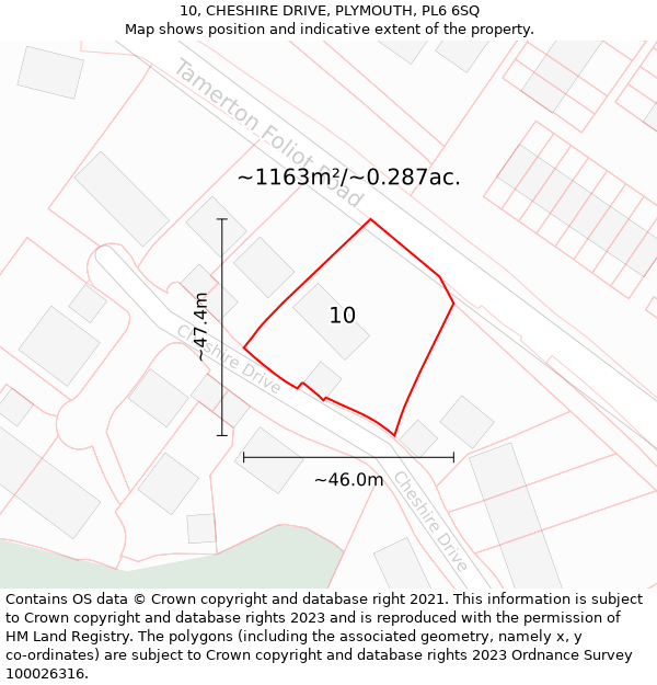 10, CHESHIRE DRIVE, PLYMOUTH, PL6 6SQ: Plot and title map