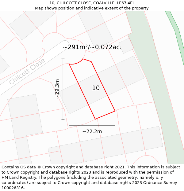 10, CHILCOTT CLOSE, COALVILLE, LE67 4EL: Plot and title map