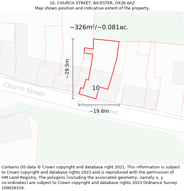 10, CHURCH STREET, BICESTER, OX26 6AZ: Plot and title map