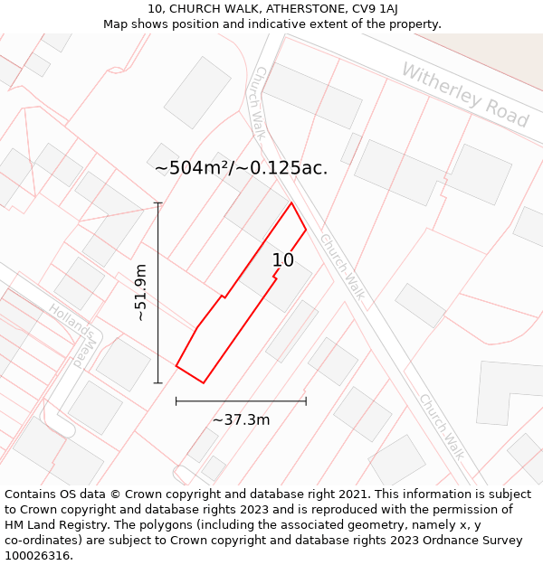 10, CHURCH WALK, ATHERSTONE, CV9 1AJ: Plot and title map