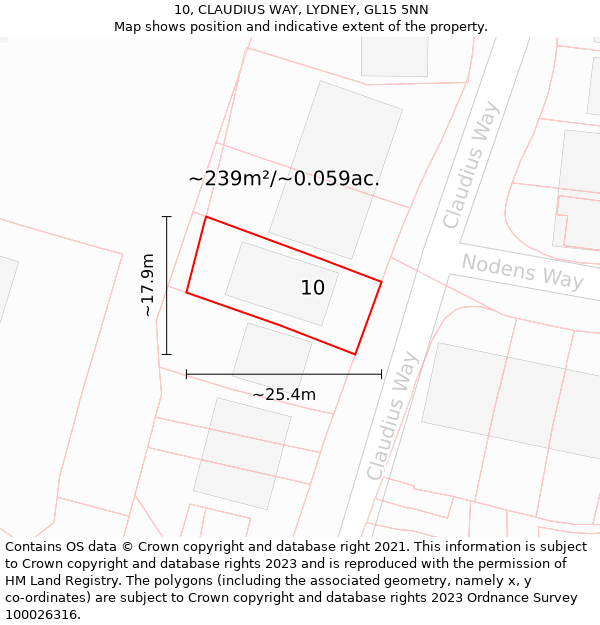 10, CLAUDIUS WAY, LYDNEY, GL15 5NN: Plot and title map