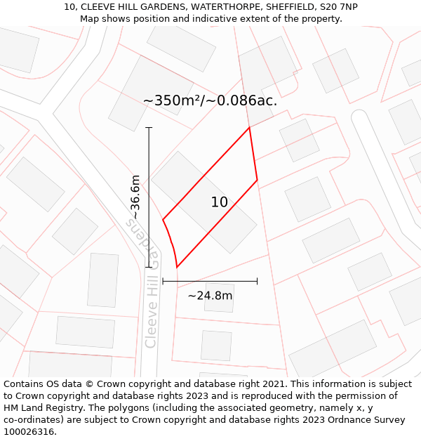 10, CLEEVE HILL GARDENS, WATERTHORPE, SHEFFIELD, S20 7NP: Plot and title map