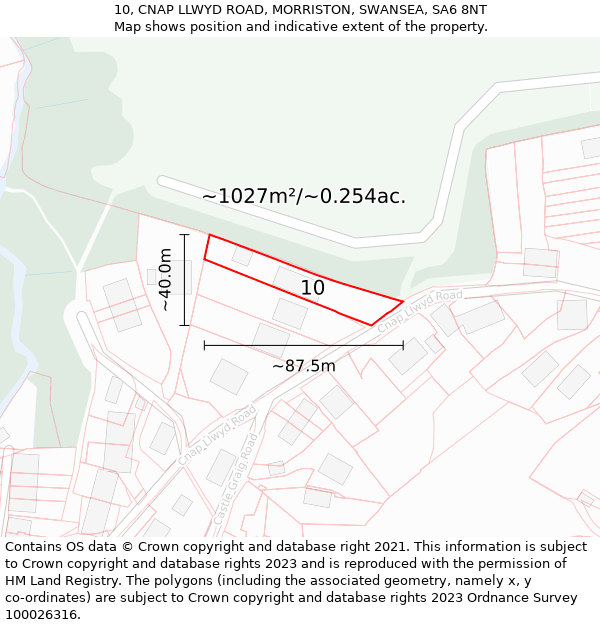 10, CNAP LLWYD ROAD, MORRISTON, SWANSEA, SA6 8NT: Plot and title map