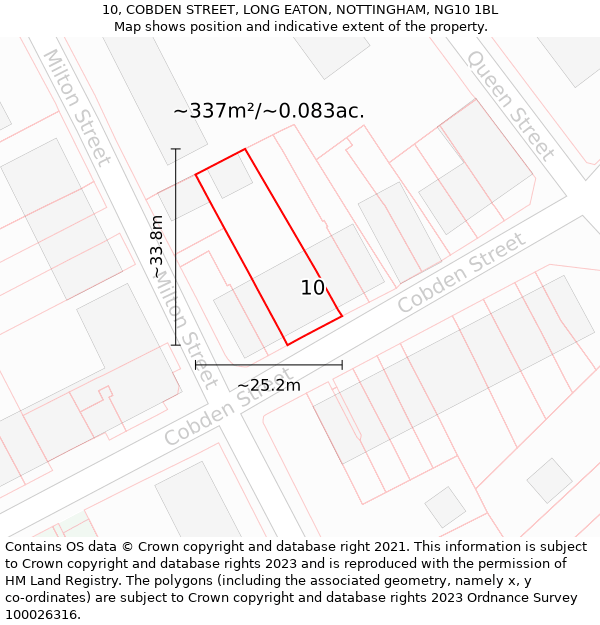 10, COBDEN STREET, LONG EATON, NOTTINGHAM, NG10 1BL: Plot and title map